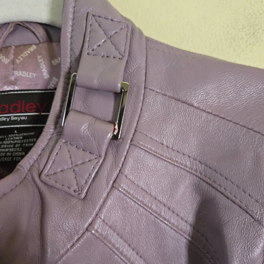 Bradley By Bradley Bayou Lavender Genuine Leather Jacket Size L - Picture 3 of 10